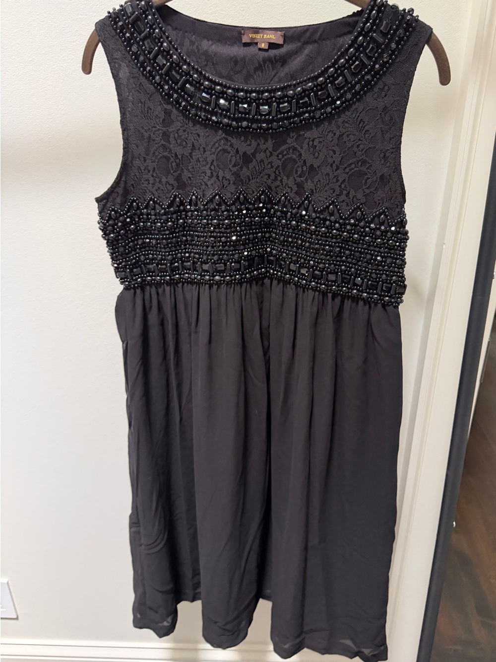 Vineet Bahl Embellished Black Lace Cocktail Dress Size 8